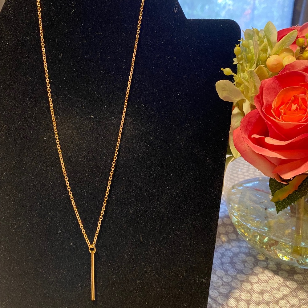 Gold Bar Pendant Necklace